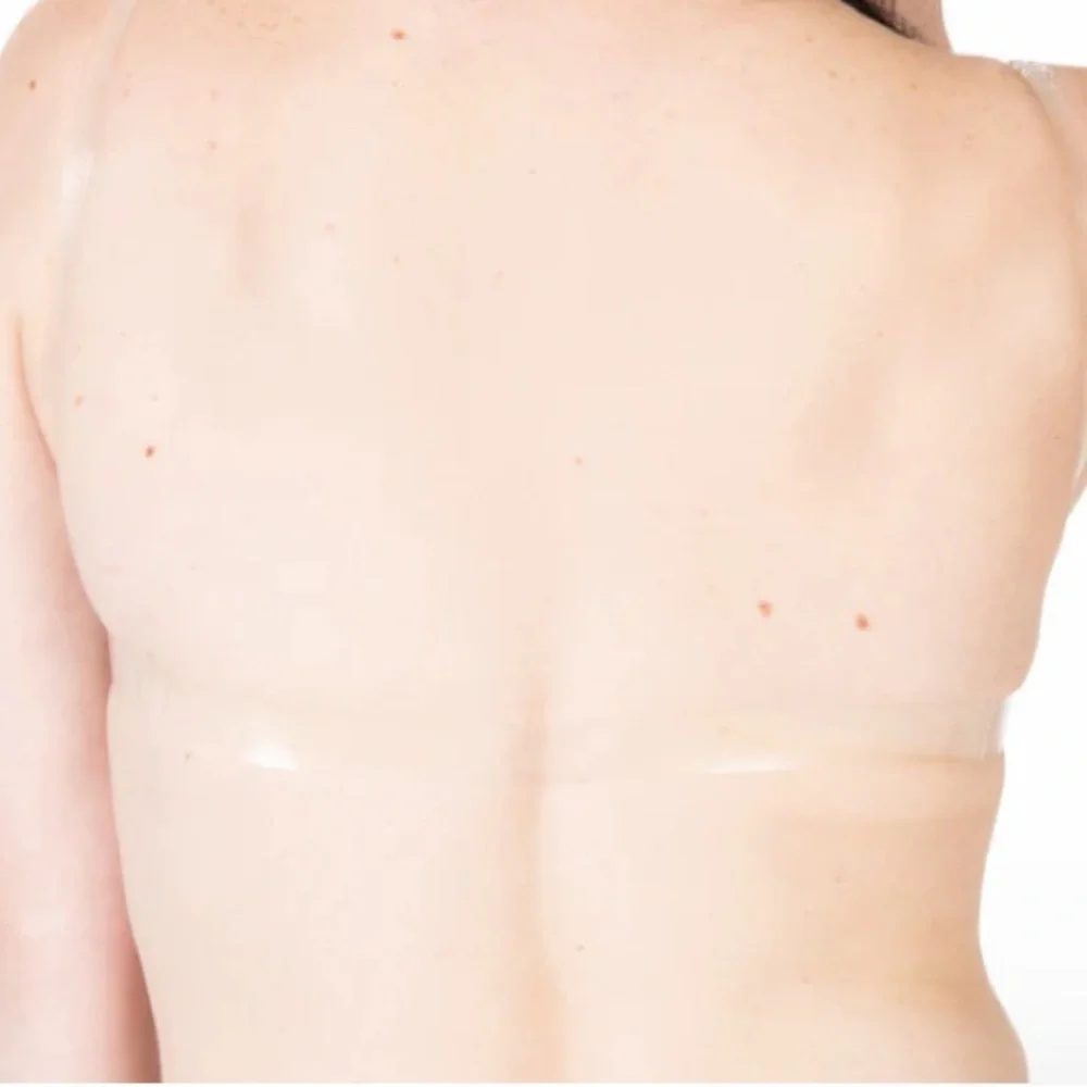 NWT Body Wrappers Total Stretch Underwire Bra  Padded Cups Beige Clear Straps - Picture 4 of 6
